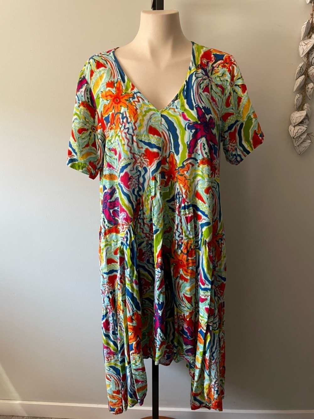 Orientique Oversized Artsy Lagenlook Dress Asymmetrical Handkerchief Boho